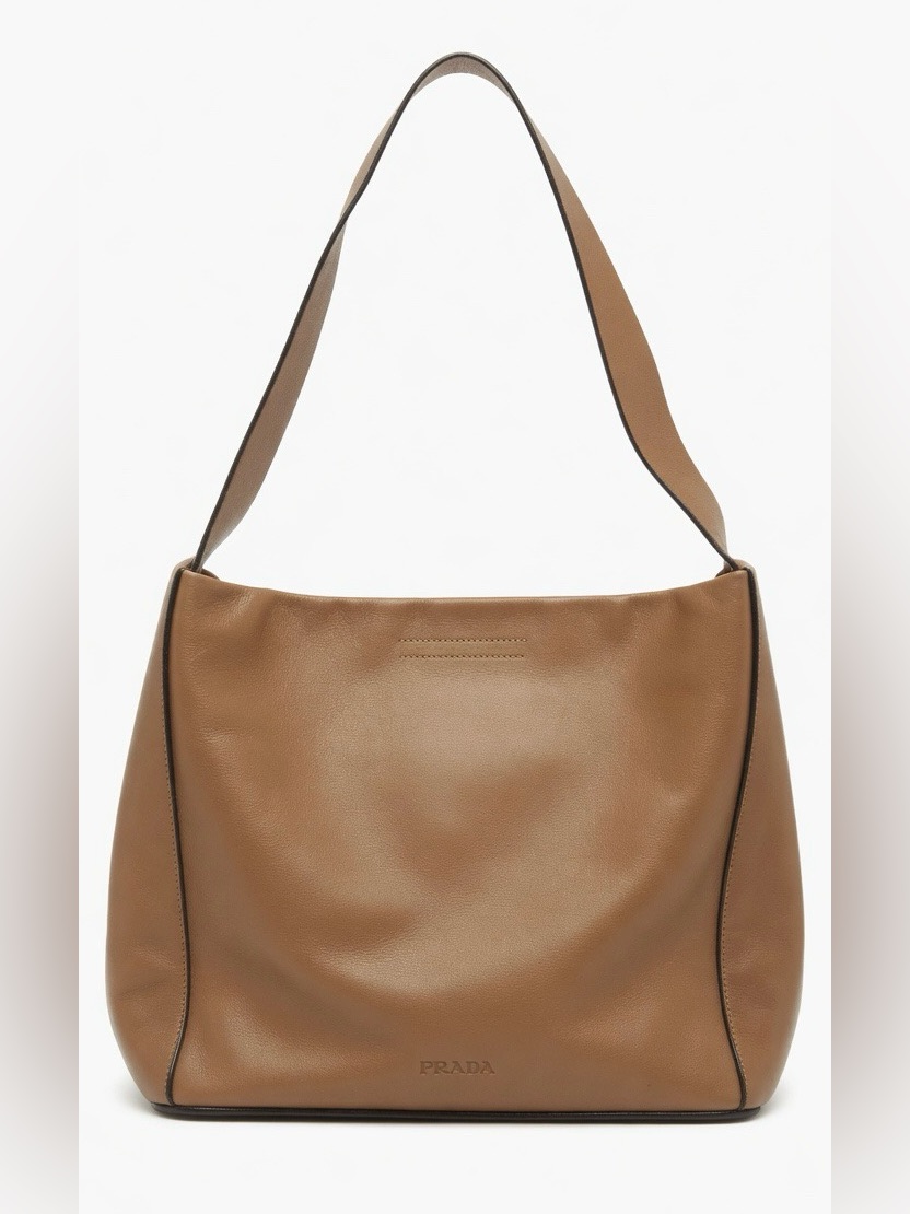Vintage Prada Camel Leather Shoulder Hobo Bag Timeless Quiet Luxury
